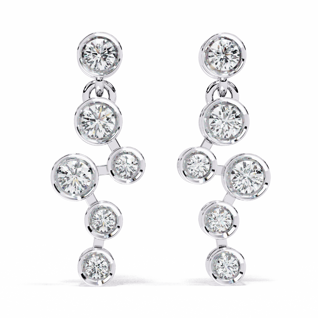 0.4 Carat Cascade Round Dangle Earrings in Moissanite | House of Estara