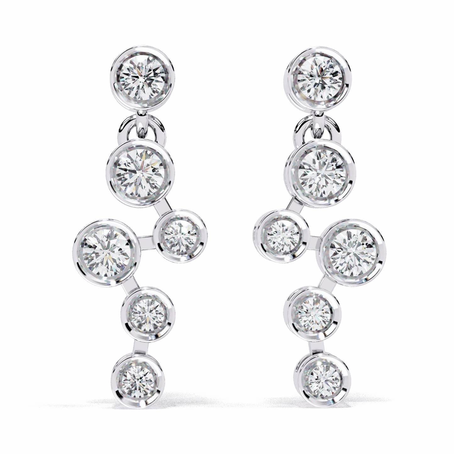 0.4 Carat Cascade Round Dangle Earrings in Moissanite | House of Estara