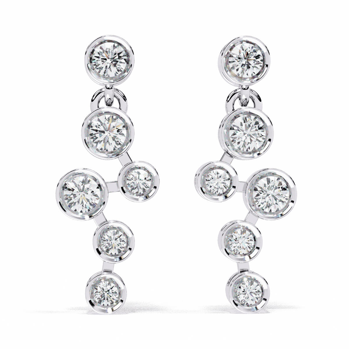 0.4 Carat Cascade Round Dangle Earrings in Moissanite | House of Estara