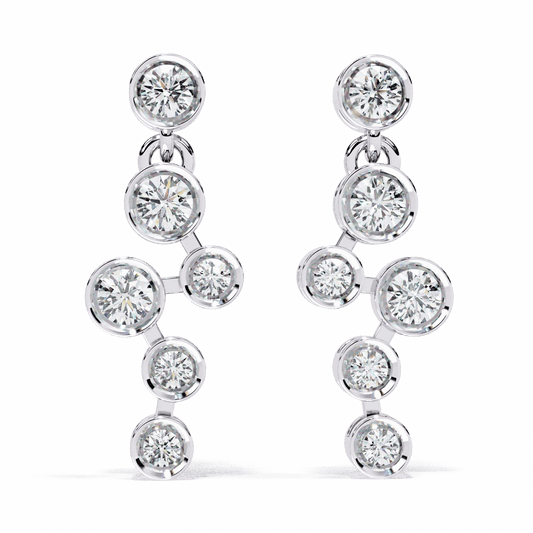 0.4 Carat Cascade Round Dangle Earrings in Moissanite | House of Estara