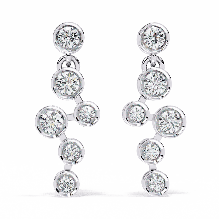 0.4 Carat Cascade Round Dangle Earrings in Moissanite | House of Estara
