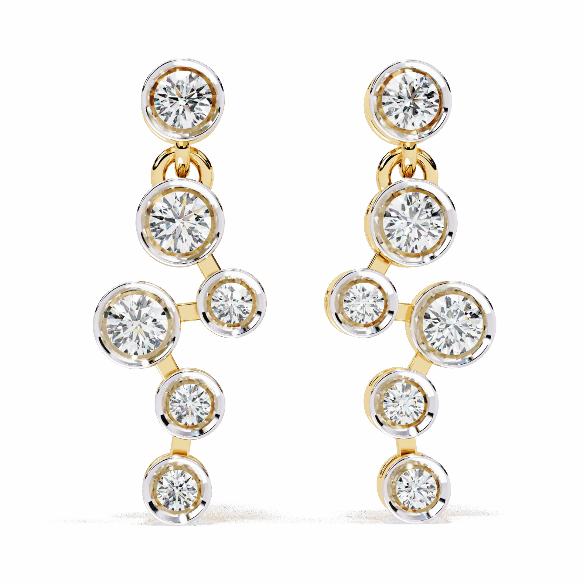 0.4 Carat Cascade Round Dangle Earrings in Moissanite | House of Estara