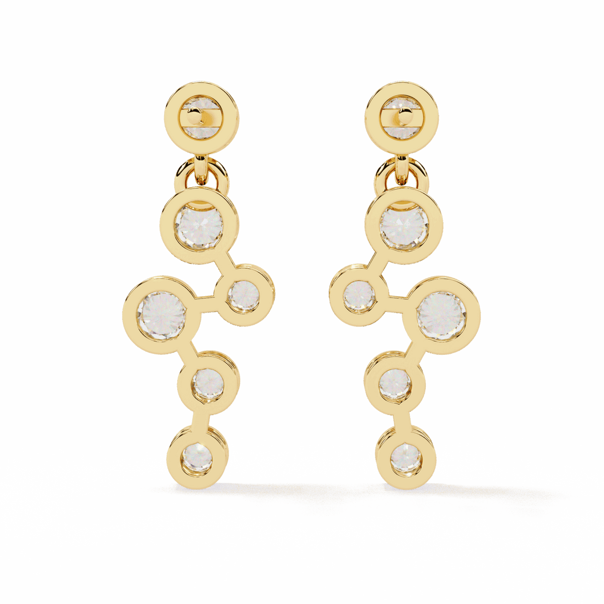 0.4 Carat Cascade Round Dangle Earrings in Moissanite | House of Estara