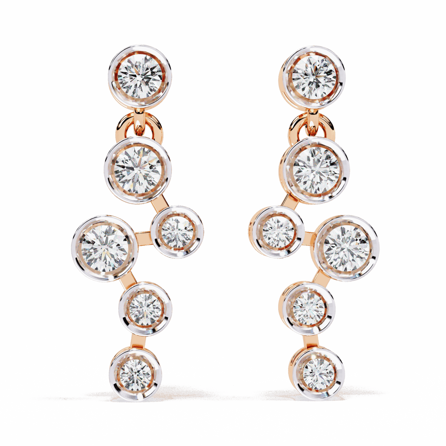 0.4 Carat Cascade Round Dangle Earrings in Moissanite | House of Estara