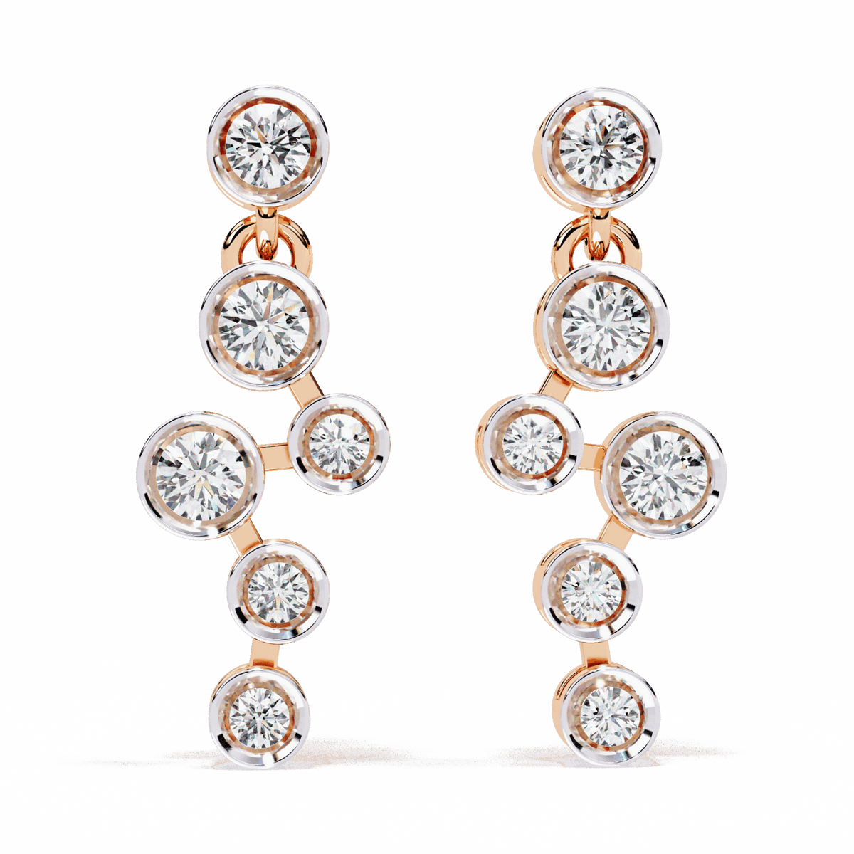 0.4 Carat Cascade Round Dangle Earrings in Moissanite | House of Estara