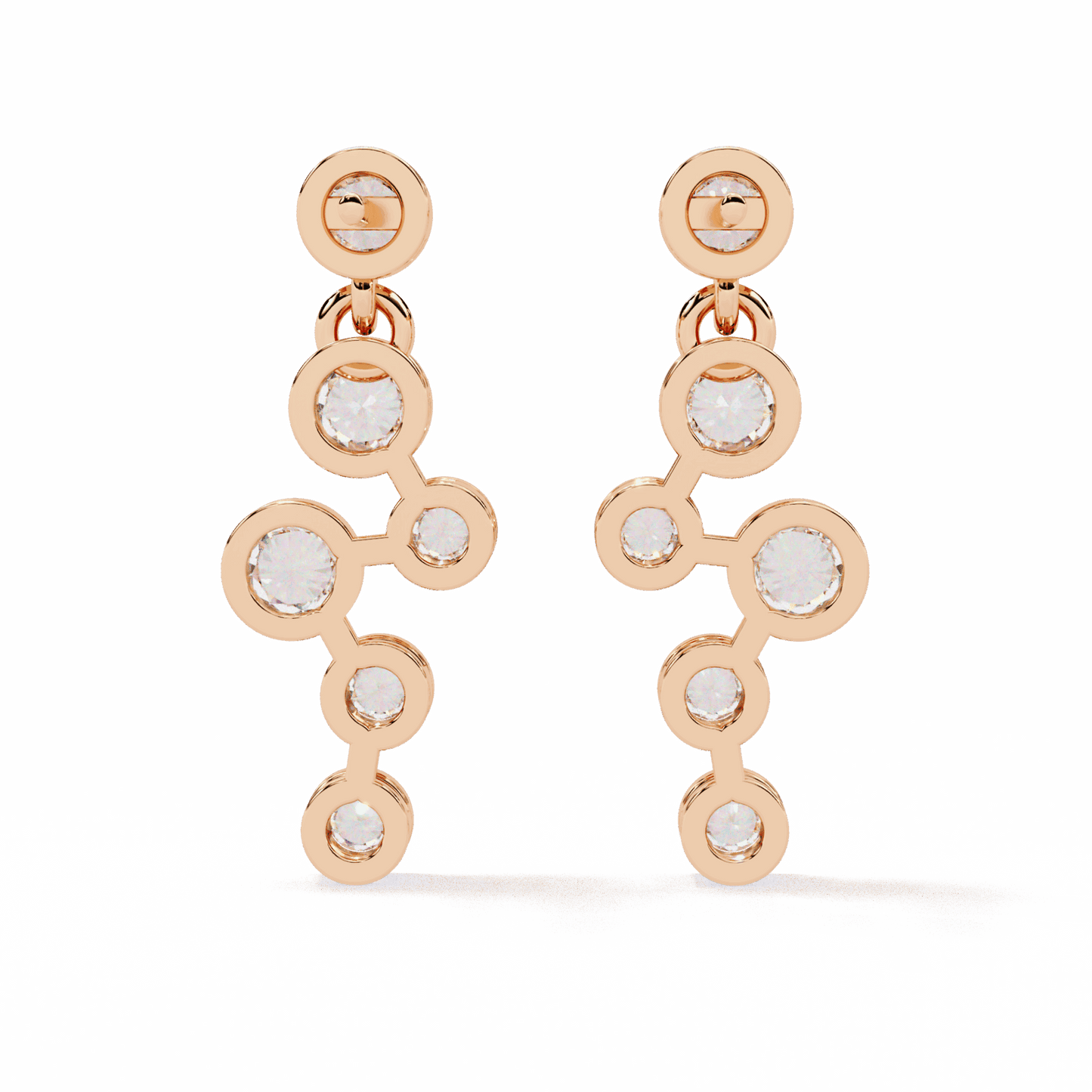 0.4 Carat Cascade Round Dangle Earrings in Moissanite | House of Estara