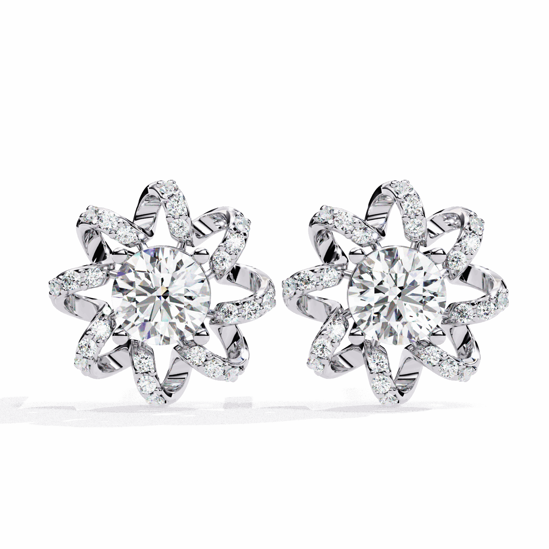 2 Carat Refined Twin Round Stud Earrings in Moissanite | House of Estara