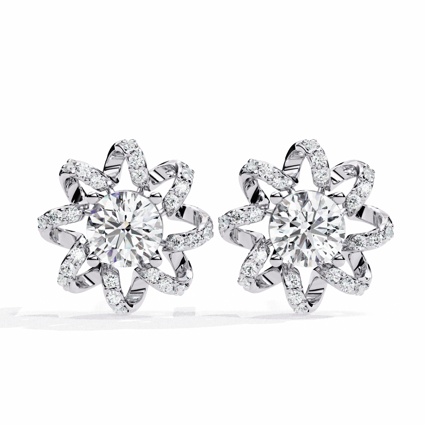 2 Carat Refined Twin Round Stud Earrings in Moissanite | House of Estara