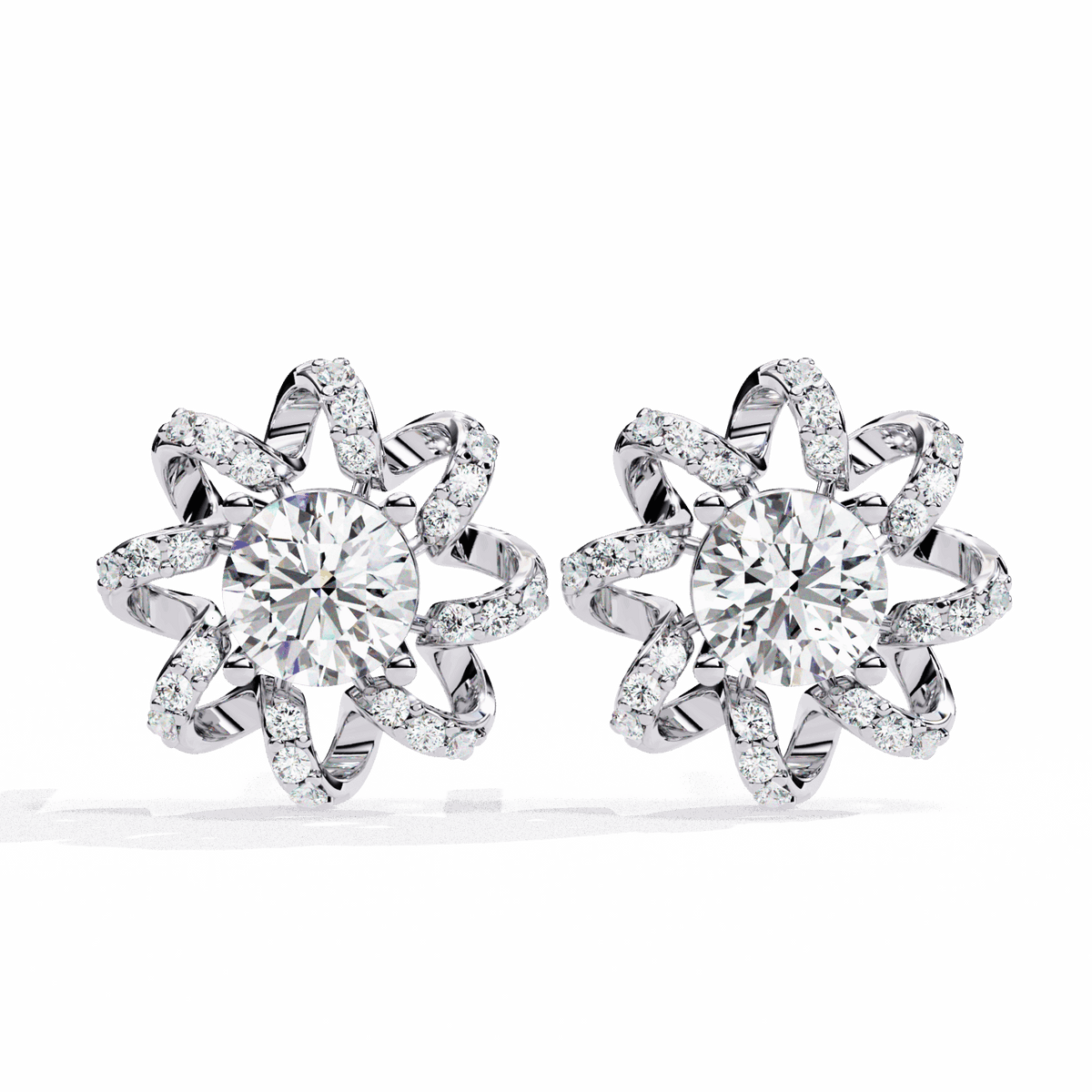 2 Carat Refined Twin Round Stud Earrings in Moissanite | House of Estara