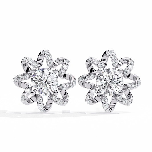2 Carat Refined Twin Round Stud Earrings in Moissanite | House of Estara