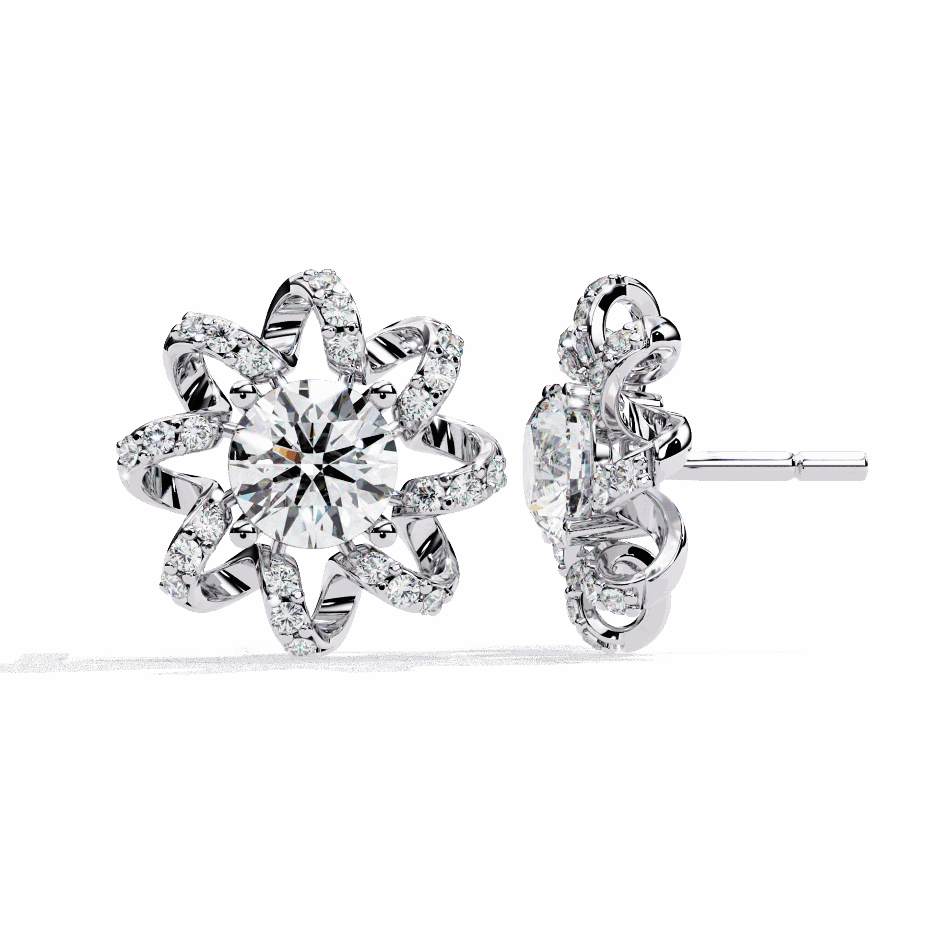 2 Carat Refined Twin Round Stud Earrings in Moissanite | House of Estara