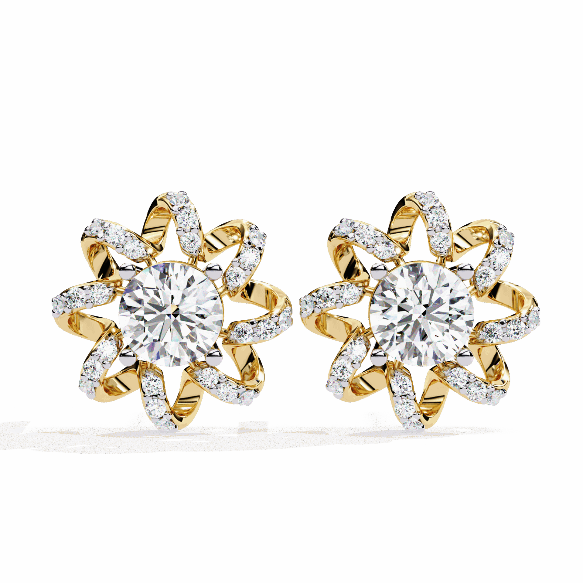 2 Carat Refined Twin Round Stud Earrings in Moissanite | House of Estara