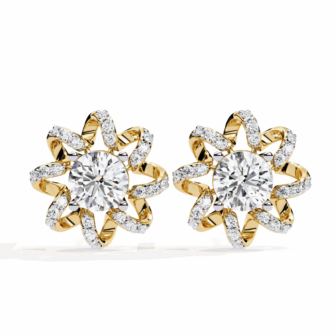 2 Carat Refined Twin Round Stud Earrings in Moissanite | House of Estara