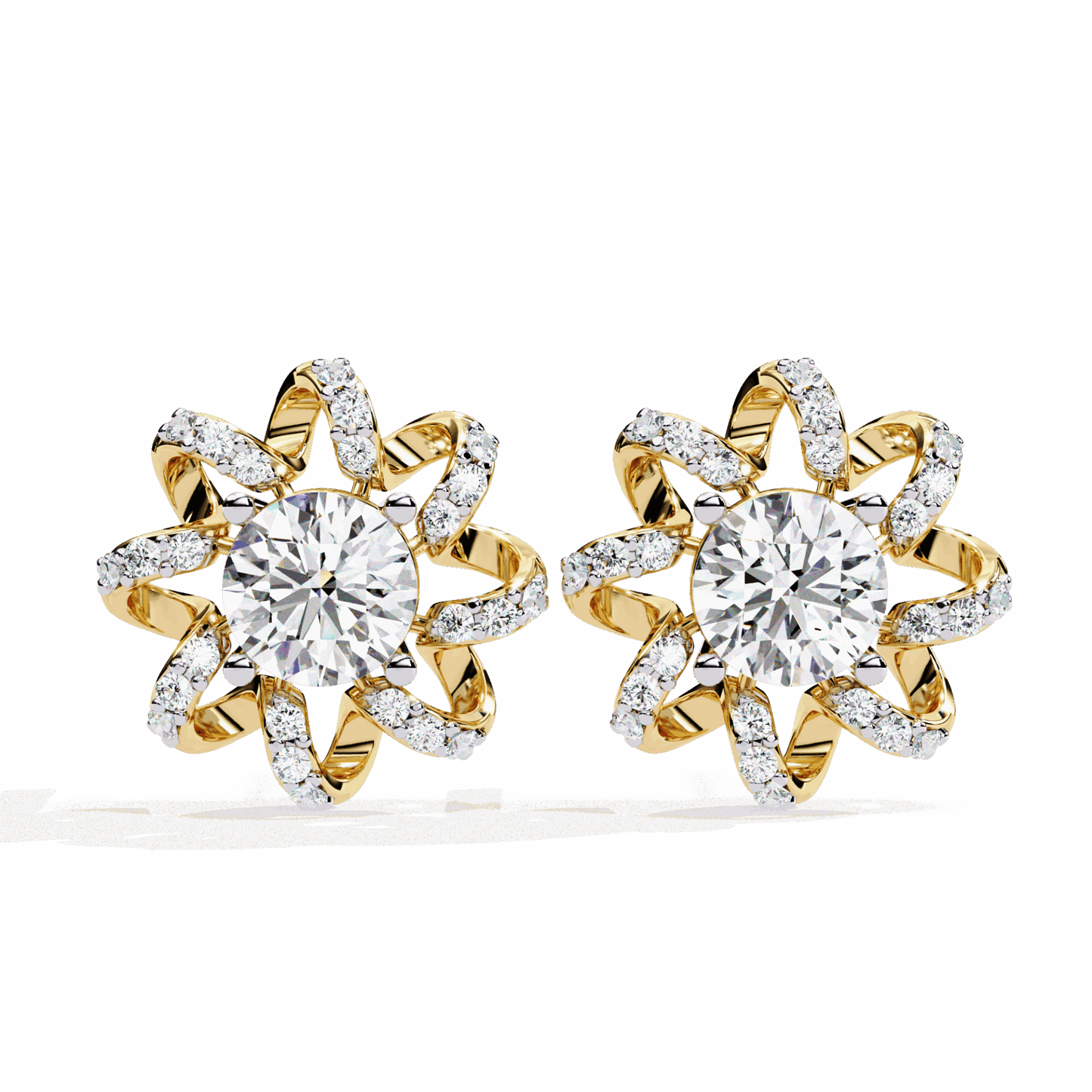 2 Carat Refined Twin Round Stud Earrings in Moissanite | House of Estara