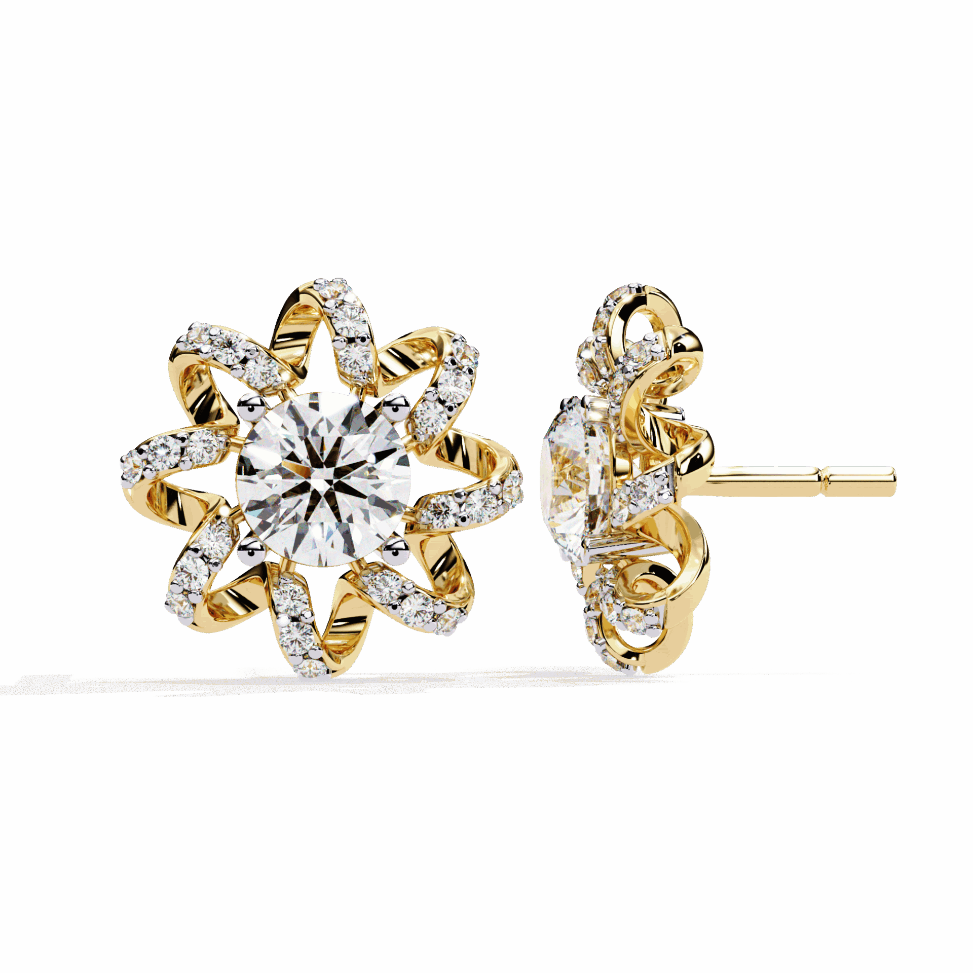 2 Carat Refined Twin Round Stud Earrings in Moissanite | House of Estara