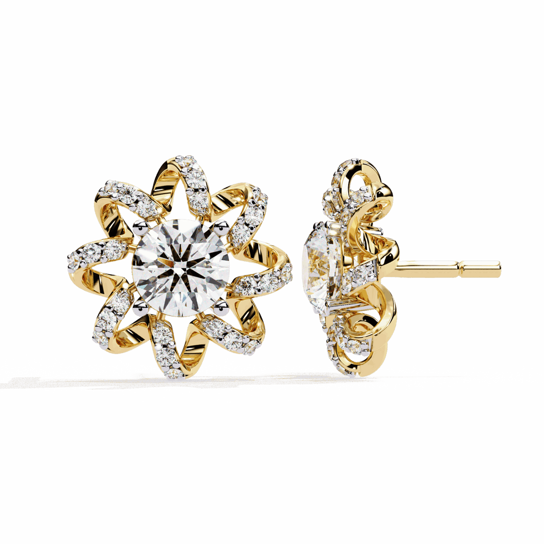2 Carat Refined Twin Round Stud Earrings in Moissanite | House of Estara