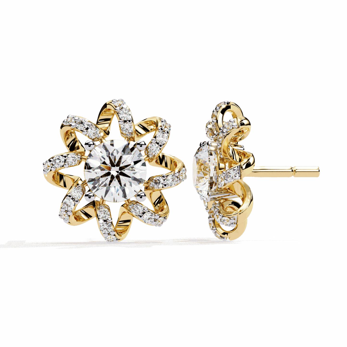 2 Carat Refined Twin Round Stud Earrings in Moissanite | House of Estara