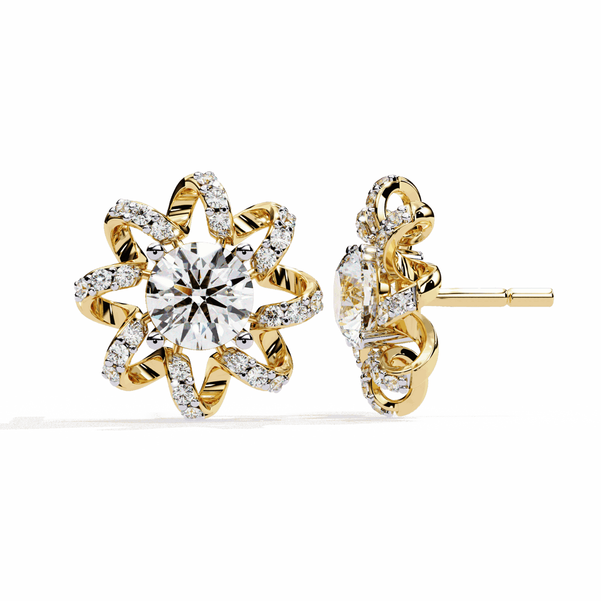2 Carat Refined Twin Round Stud Earrings in Moissanite | House of Estara