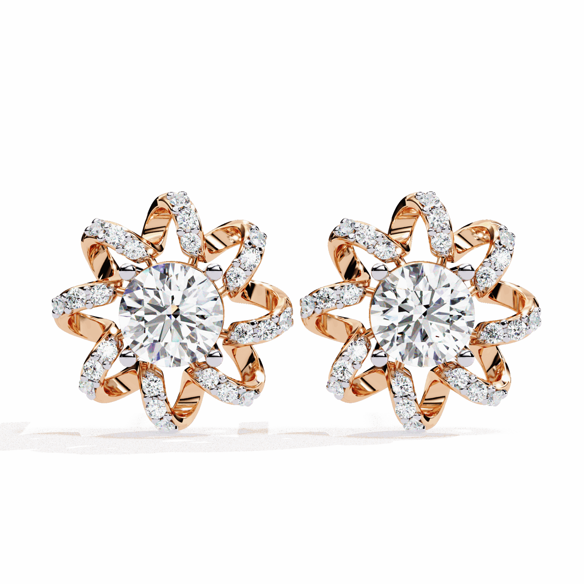 2 Carat Refined Twin Round Stud Earrings in Moissanite | House of Estara