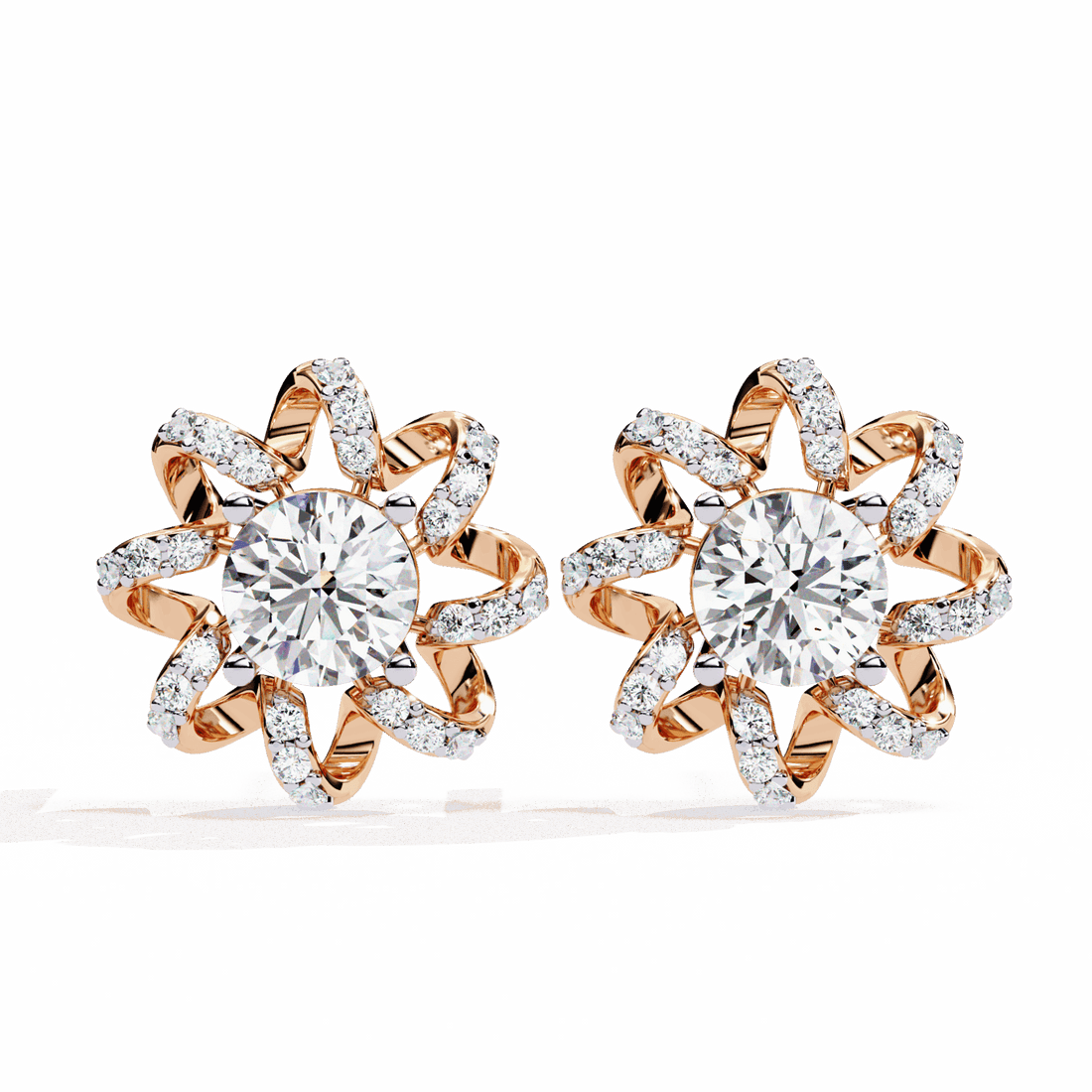 2 Carat Refined Twin Round Stud Earrings in Moissanite | House of Estara