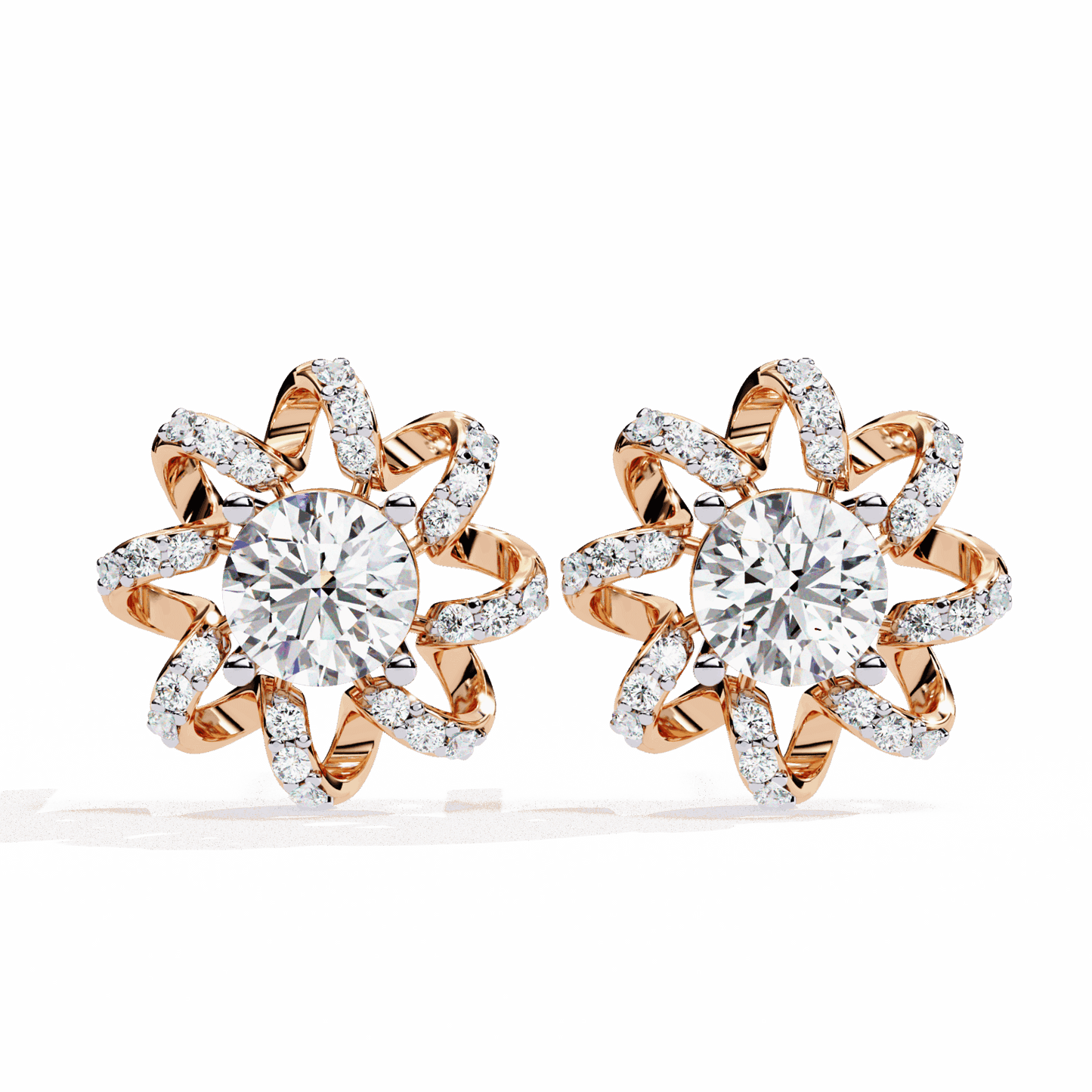 2 Carat Refined Twin Round Stud Earrings in Moissanite | House of Estara