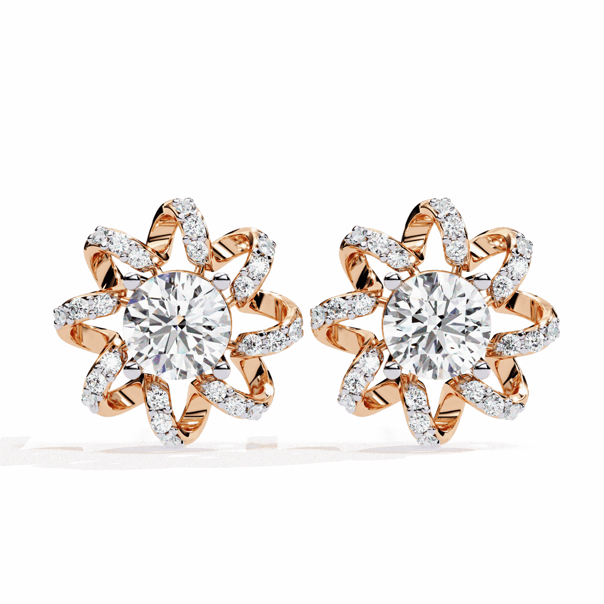 2 Carat Refined Twin Round Stud Earrings in Moissanite | House of Estara