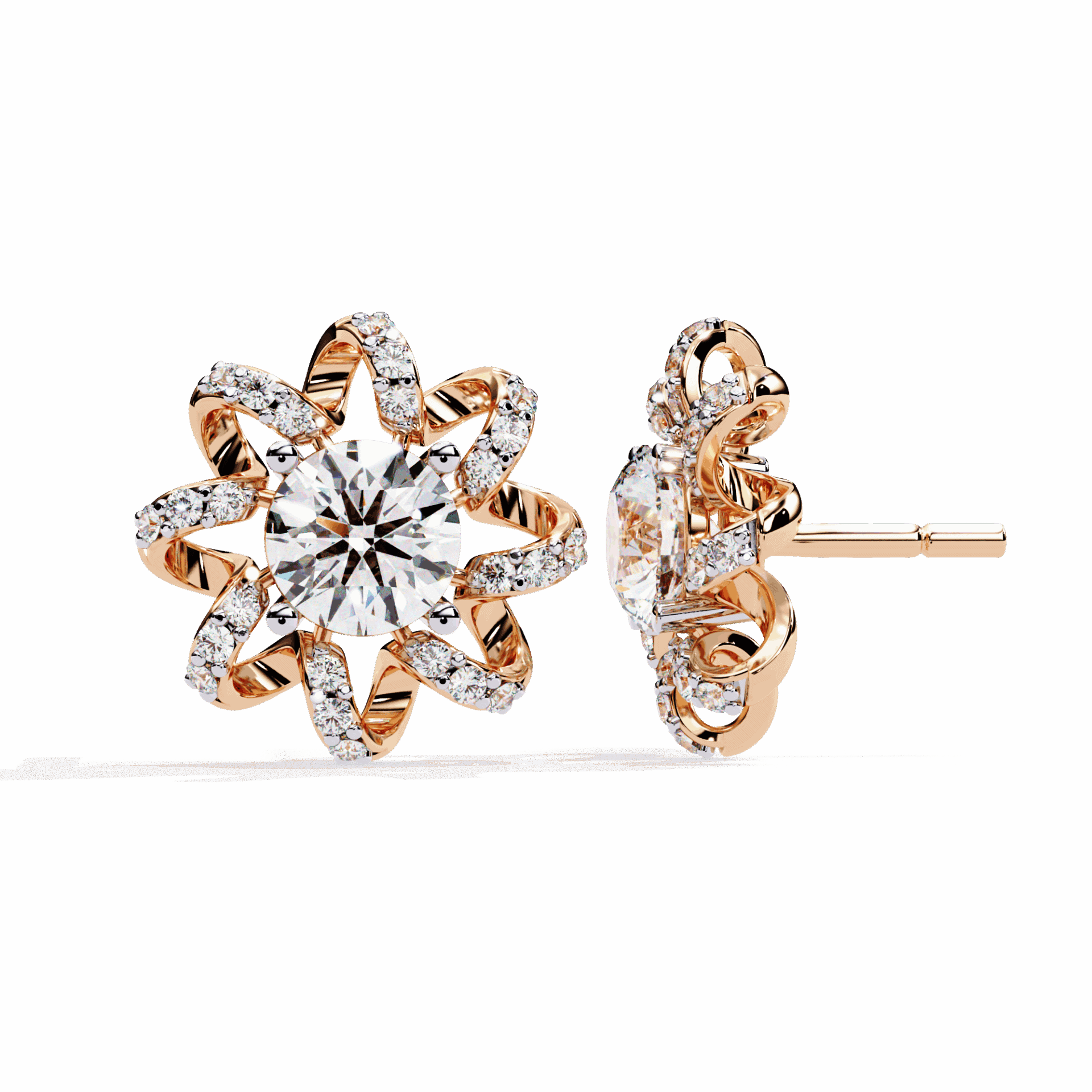 2 Carat Refined Twin Round Stud Earrings in Moissanite | House of Estara