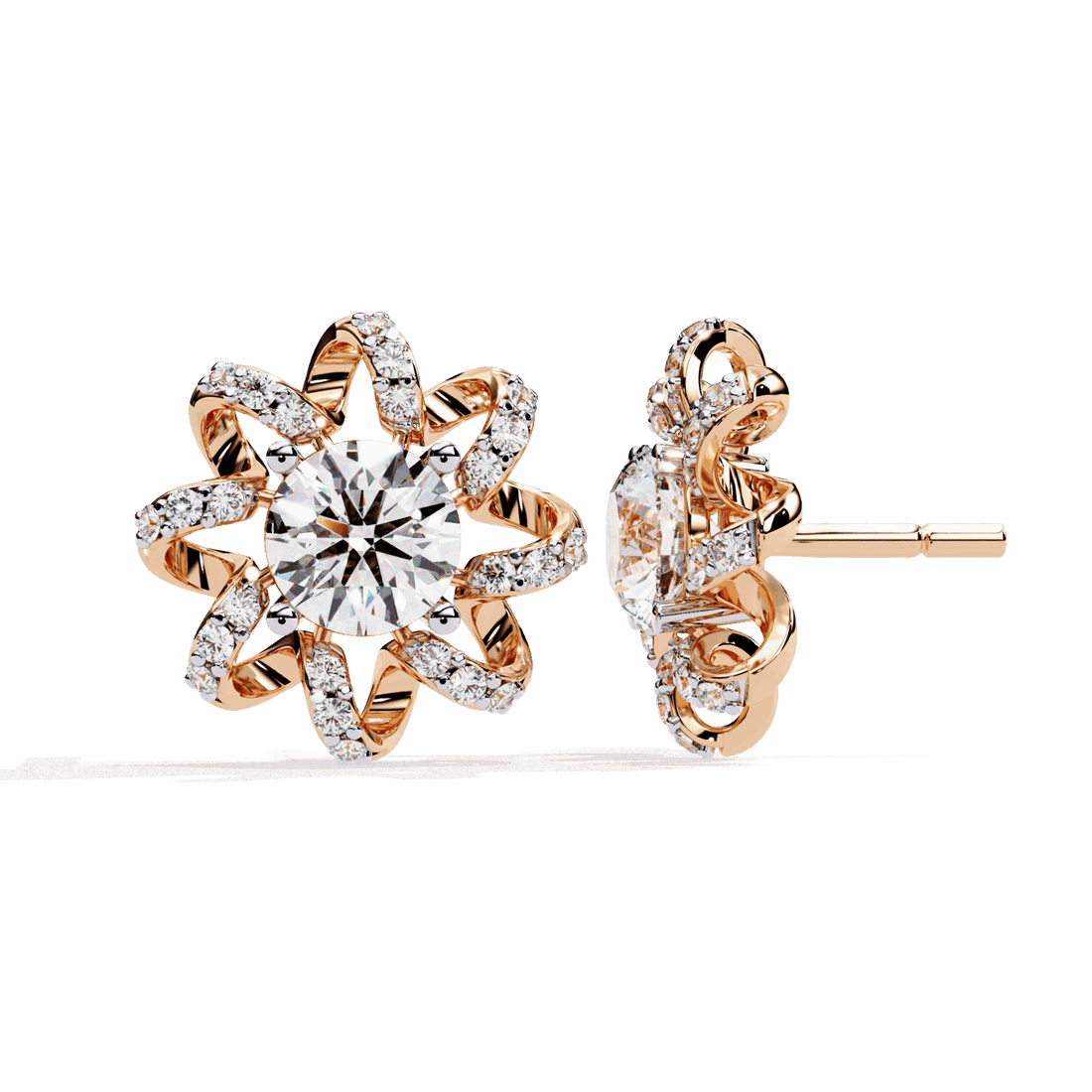 2 Carat Refined Twin Round Stud Earrings in Moissanite | House of Estara
