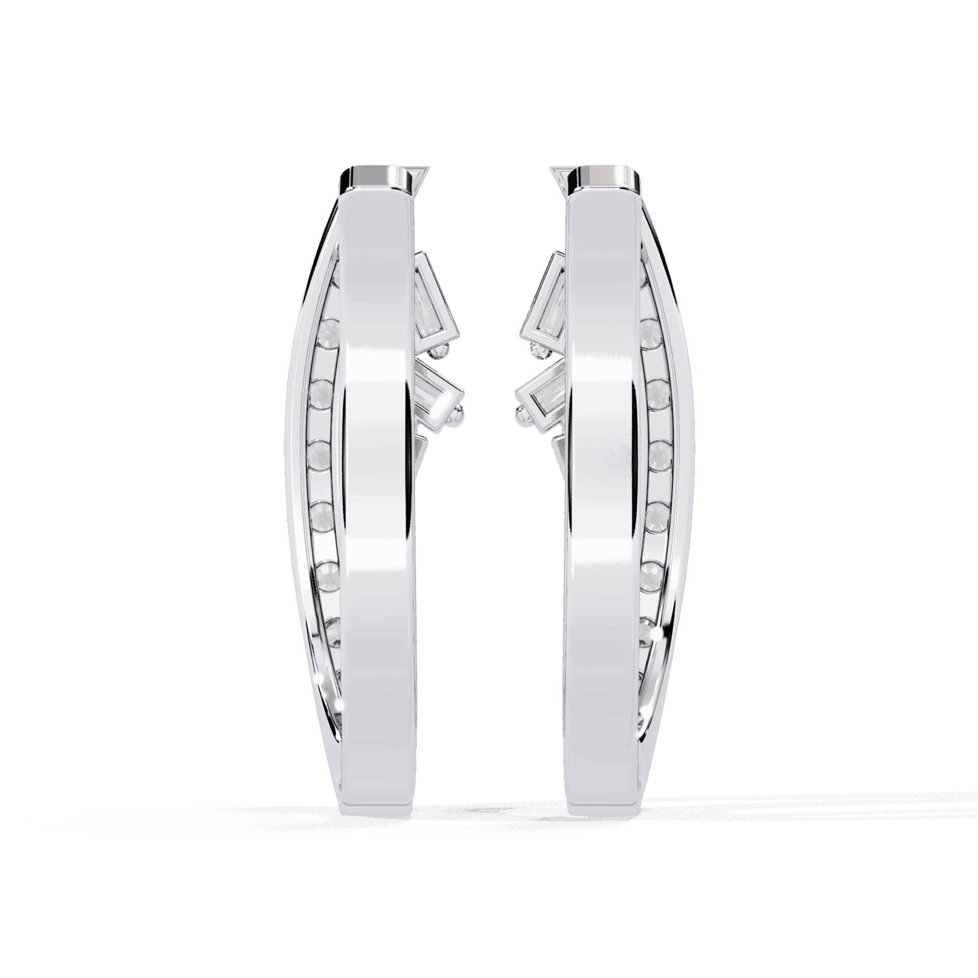 0.4 Carat Art Deco Baguette & Round Hoop Earrings in Moissanite | House of Estara