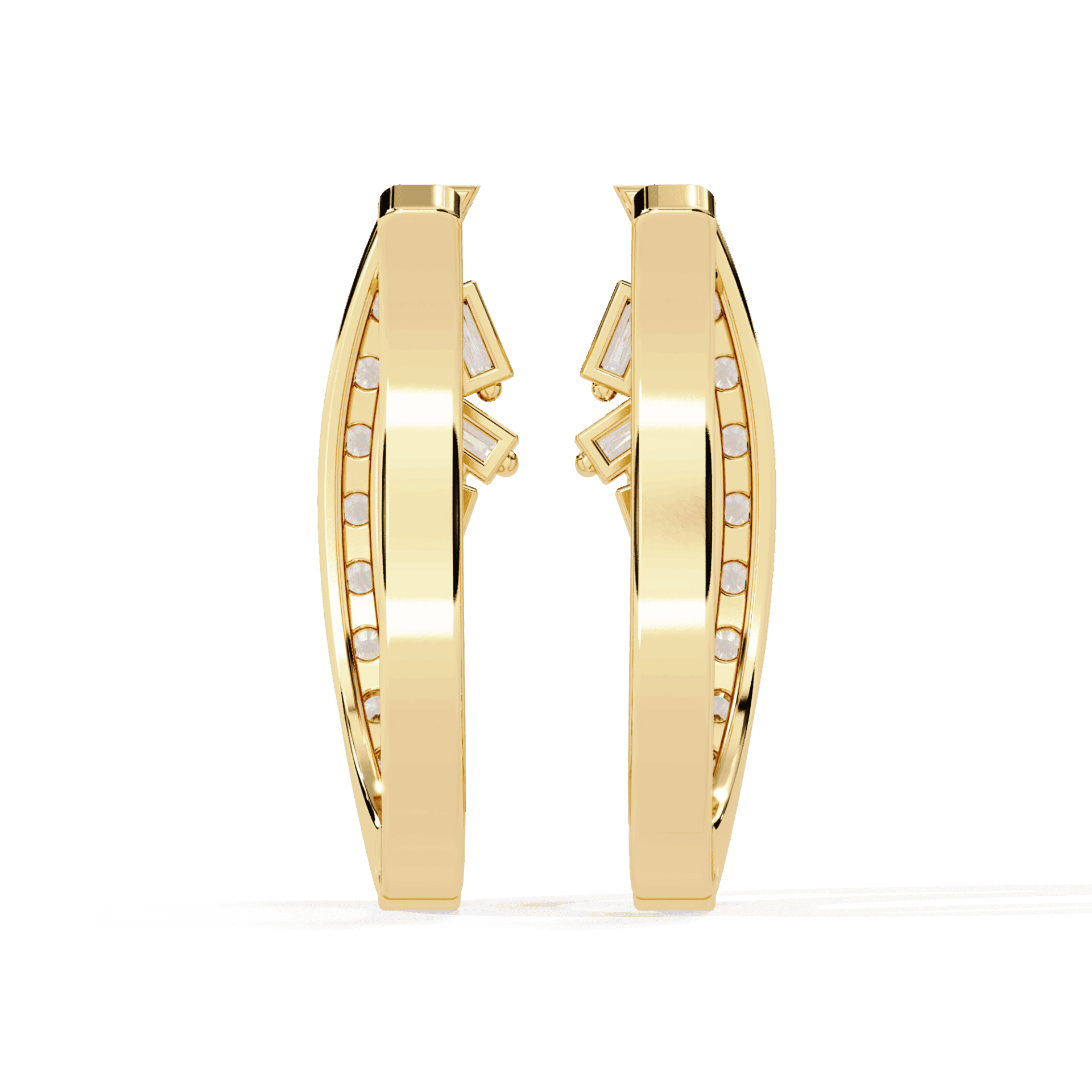 0.4 Carat Art Deco Baguette & Round Hoop Earrings in Moissanite | House of Estara