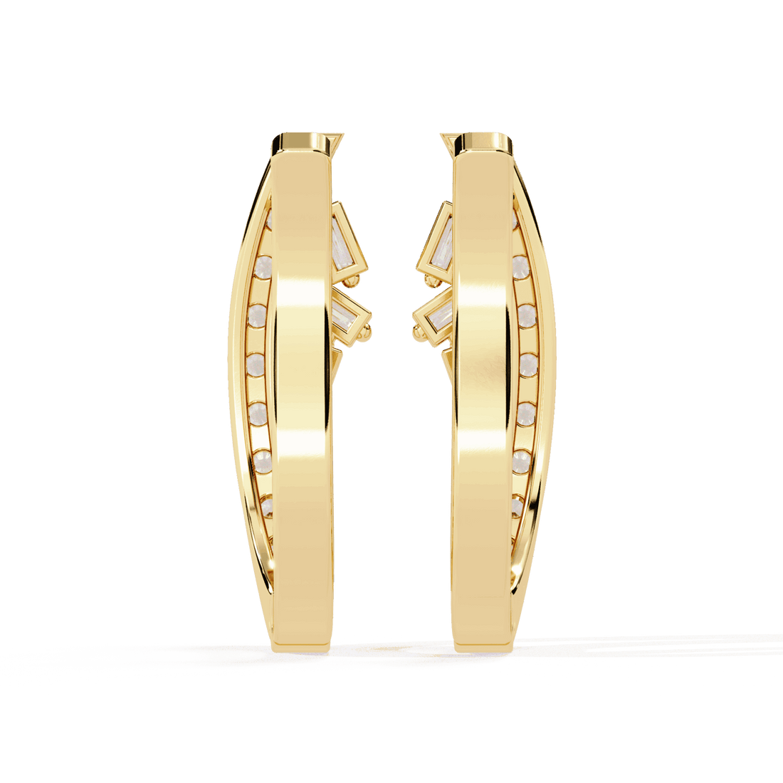 0.4 Carat Art Deco Baguette & Round Hoop Earrings in Moissanite | House of Estara