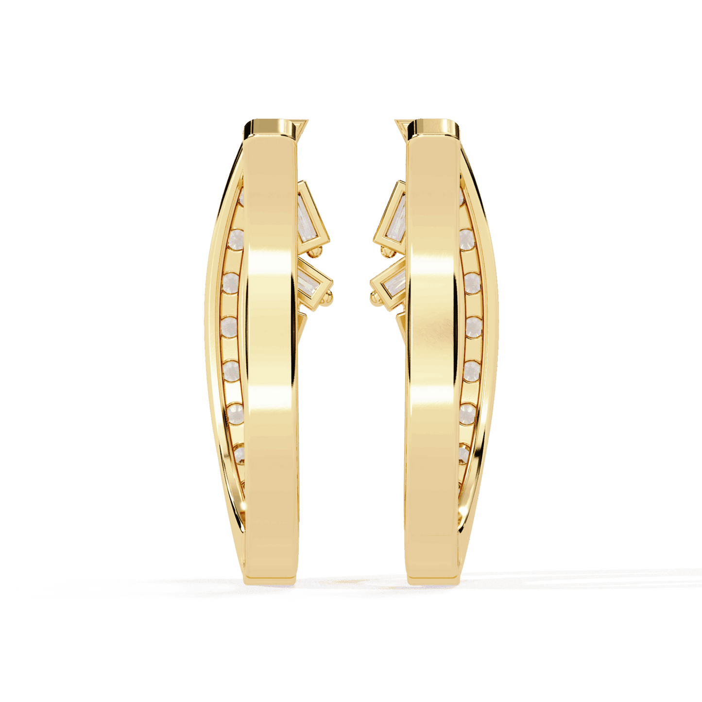 0.4 Carat Art Deco Baguette & Round Hoop Earrings in Moissanite | House of Estara