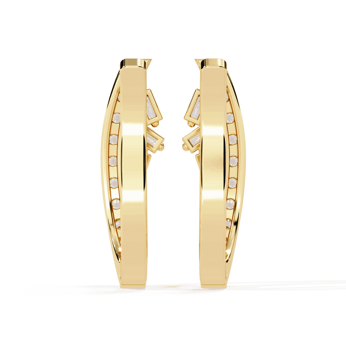 0.4 Carat Art Deco Baguette & Round Hoop Earrings in Moissanite | House of Estara
