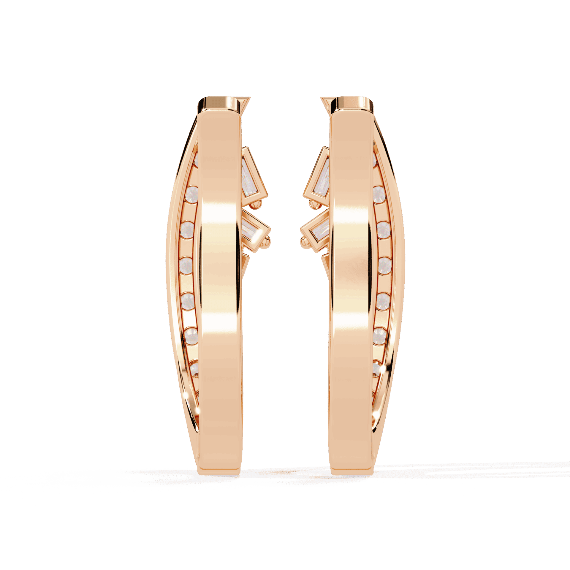 0.4 Carat Art Deco Baguette & Round Hoop Earrings in Moissanite | House of Estara