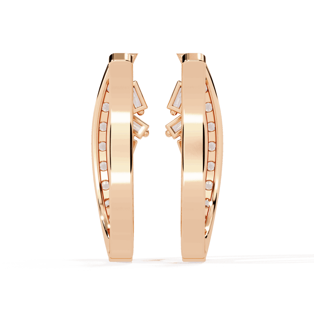 0.4 Carat Art Deco Baguette & Round Hoop Earrings in Moissanite | House of Estara