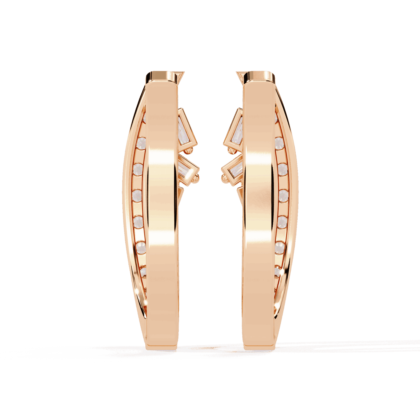 0.4 Carat Art Deco Baguette & Round Hoop Earrings in Moissanite | House of Estara
