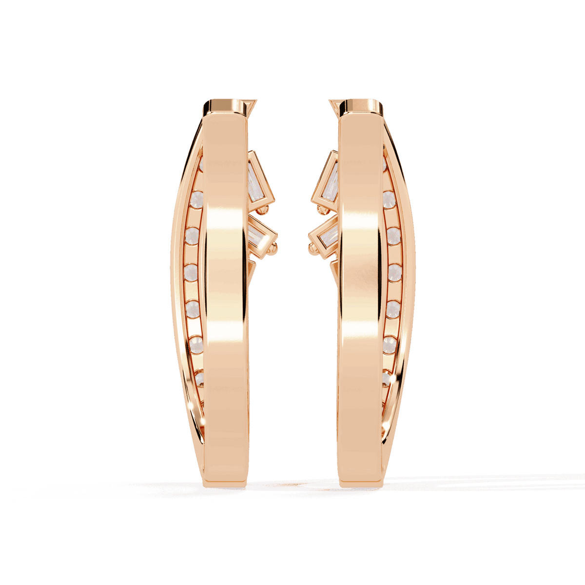 0.4 Carat Art Deco Baguette & Round Hoop Earrings in Moissanite | House of Estara