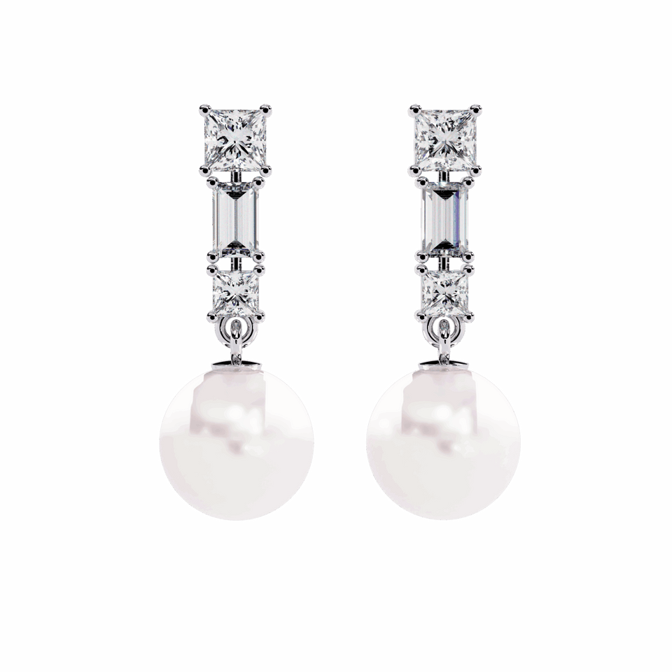 Princess & Baguette Drop Earrings