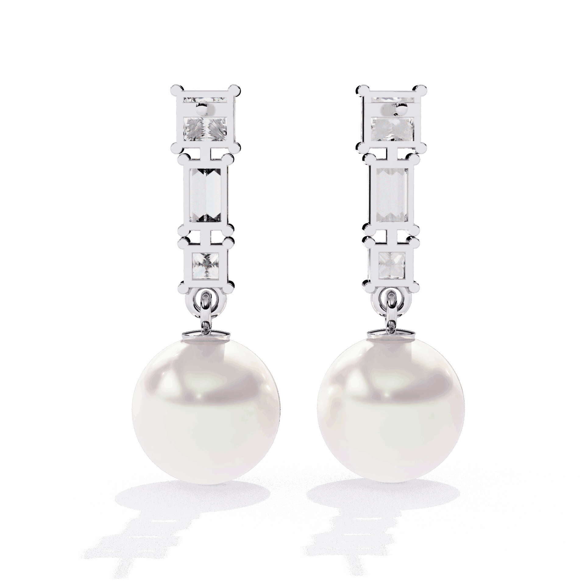 2 Carat Princess & Baguette Drop Earrings in Moissanite | House of Estara