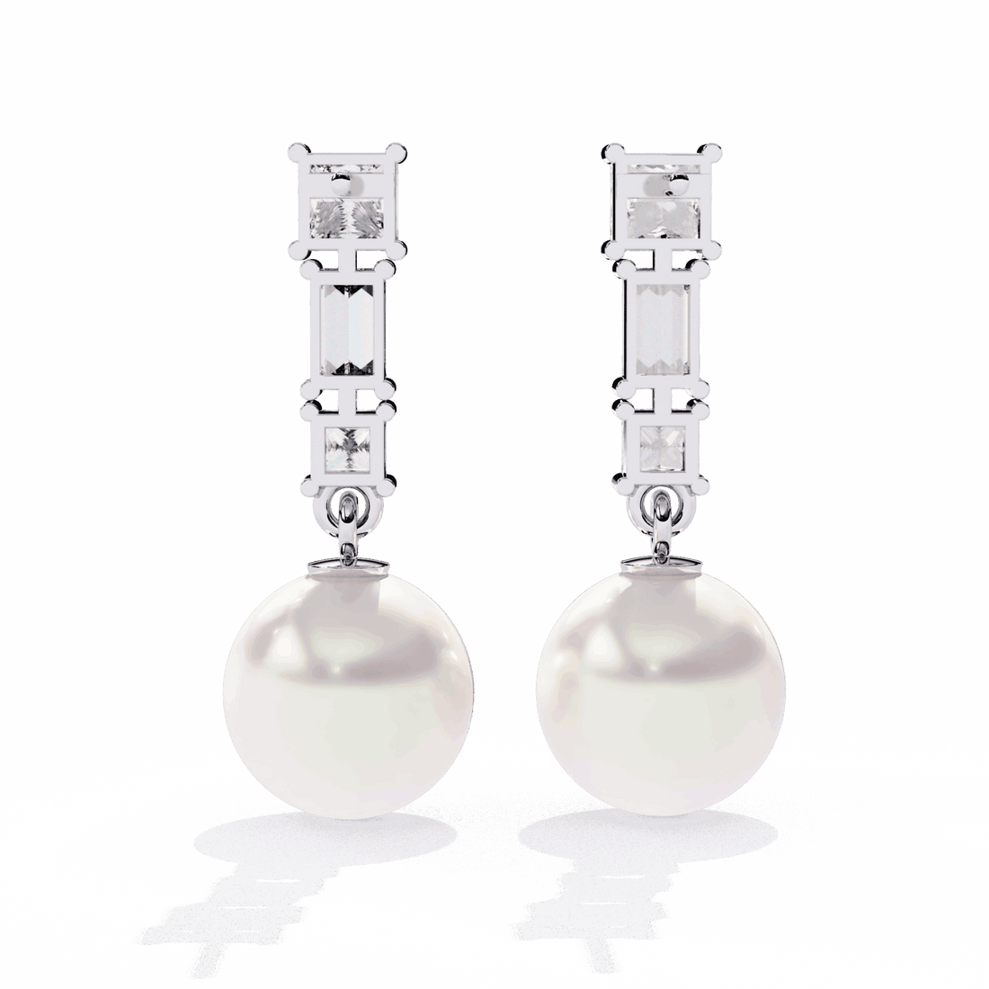 2 Carat Princess & Baguette Drop Earrings in Moissanite | House of Estara