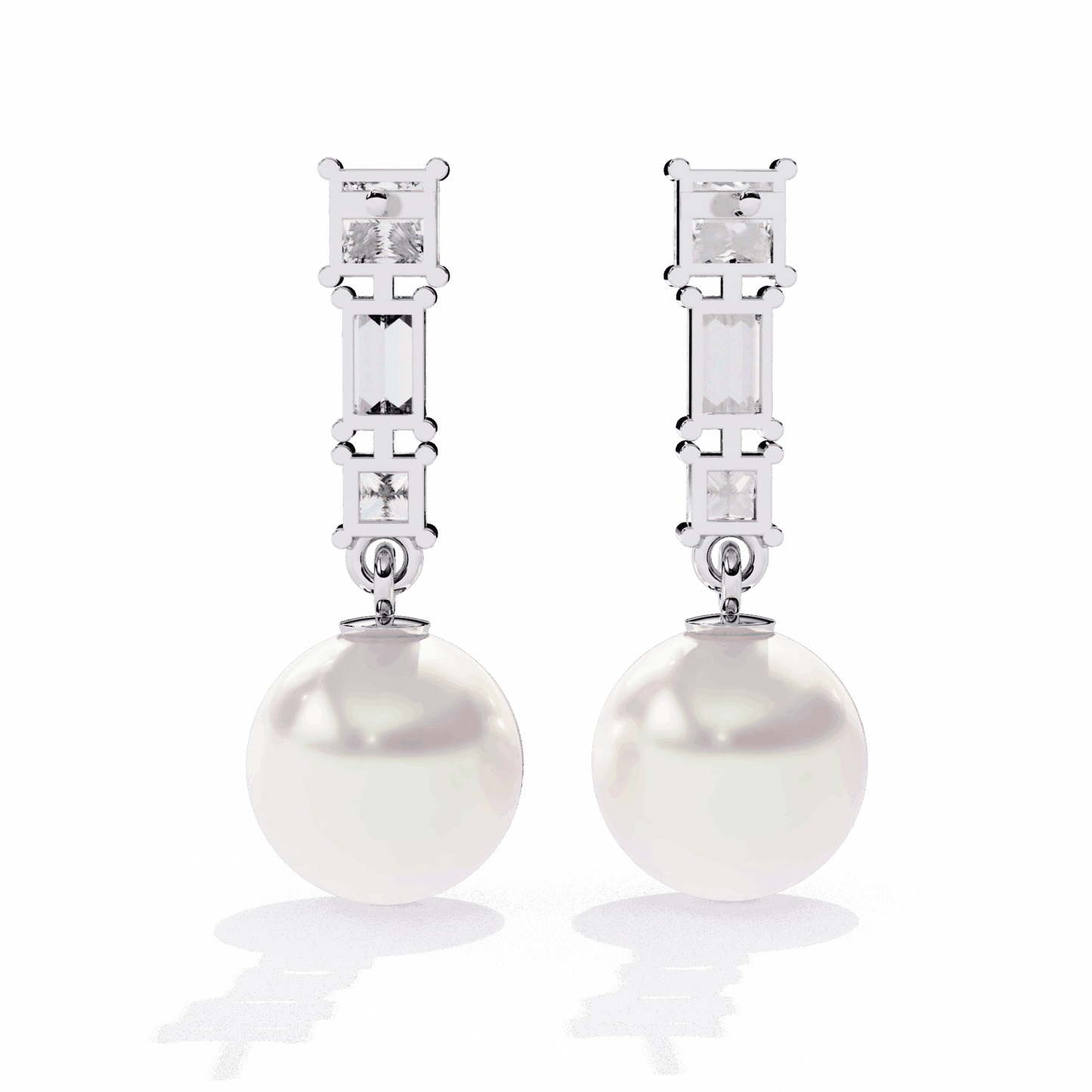 2 Carat Princess & Baguette Drop Earrings in Moissanite | House of Estara