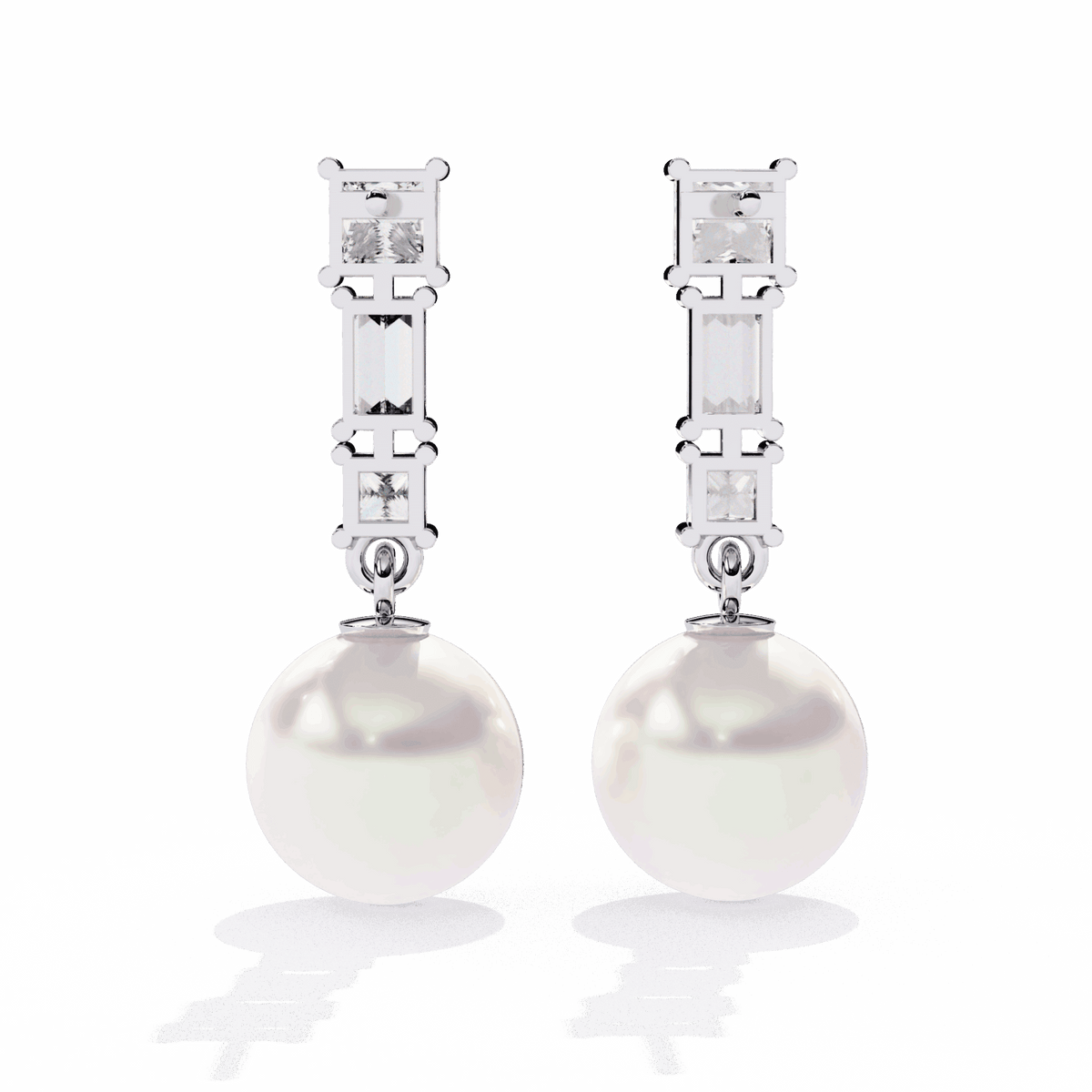 2 Carat Princess & Baguette Drop Earrings in Moissanite | House of Estara