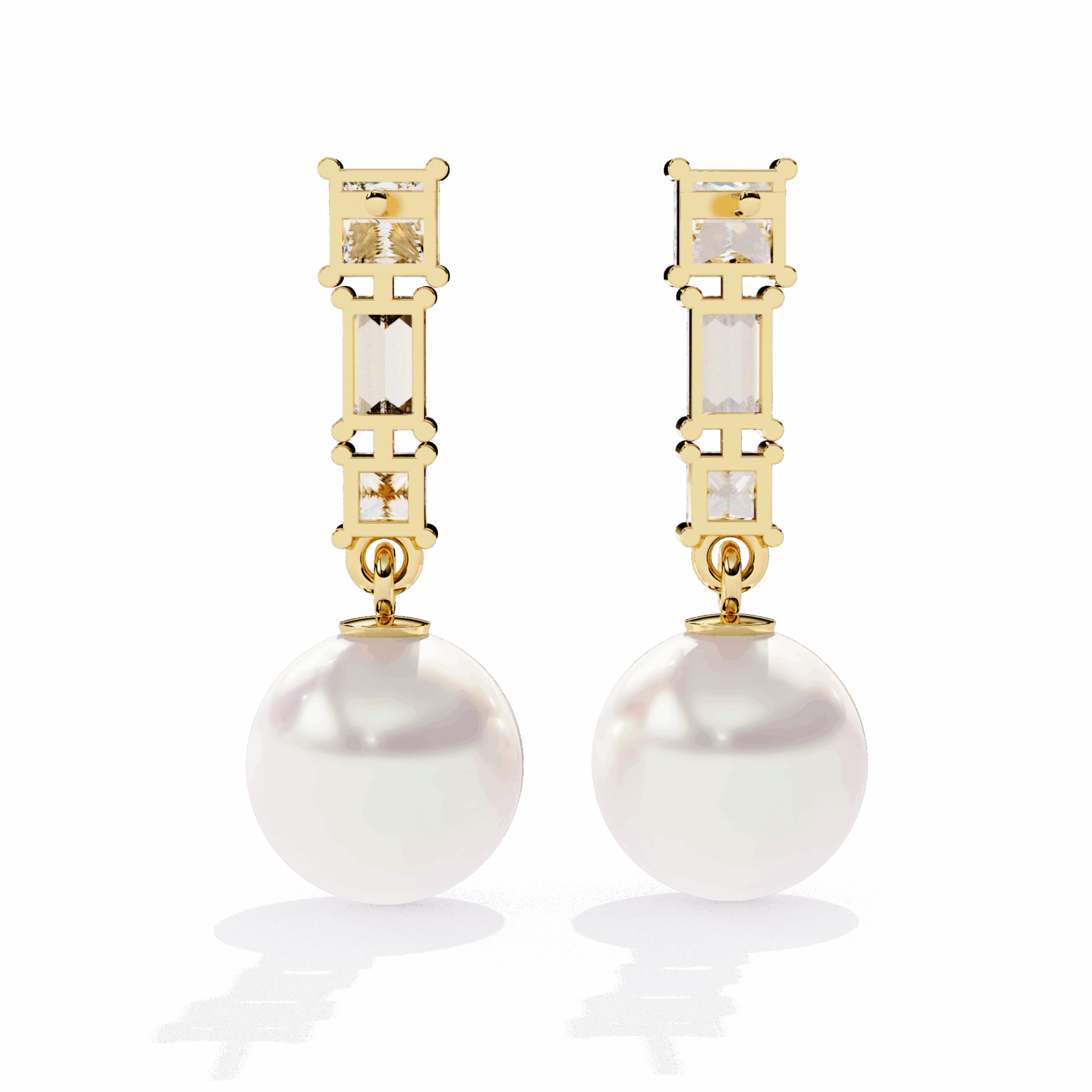 2 Carat Princess & Baguette Drop Earrings in Moissanite | House of Estara