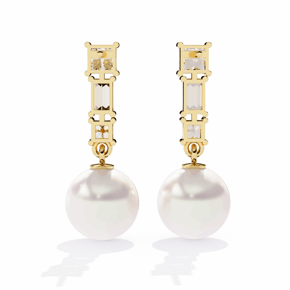 2 Carat Princess & Baguette Drop Earrings in Moissanite | House of Estara