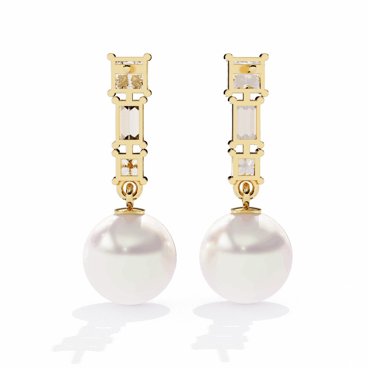 2 Carat Princess & Baguette Drop Earrings in Moissanite | House of Estara