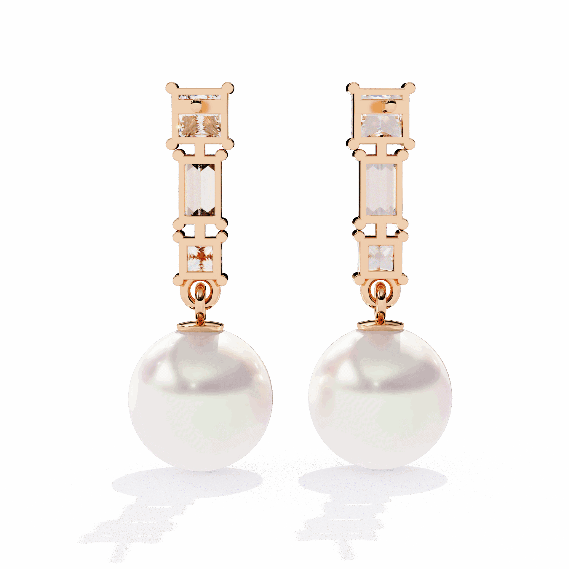 2 Carat Princess & Baguette Drop Earrings in Moissanite | House of Estara