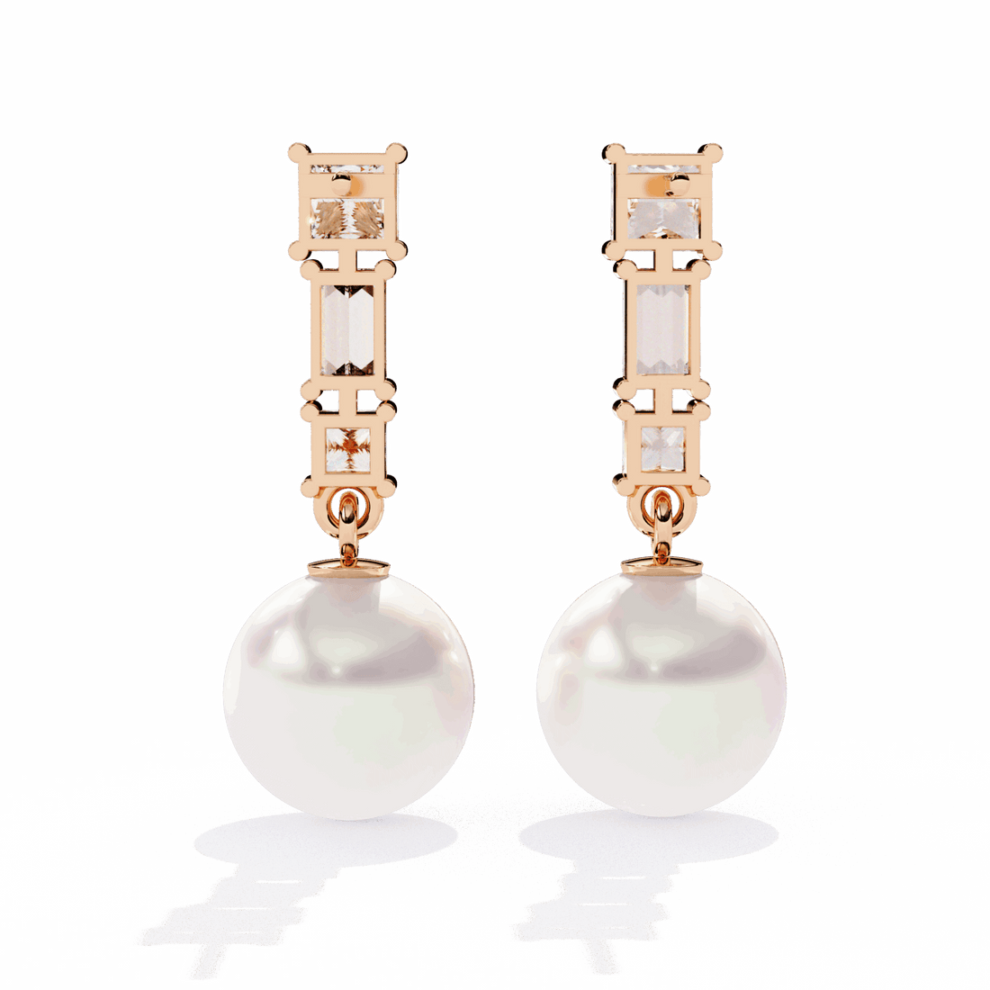 2 Carat Princess & Baguette Drop Earrings in Moissanite | House of Estara