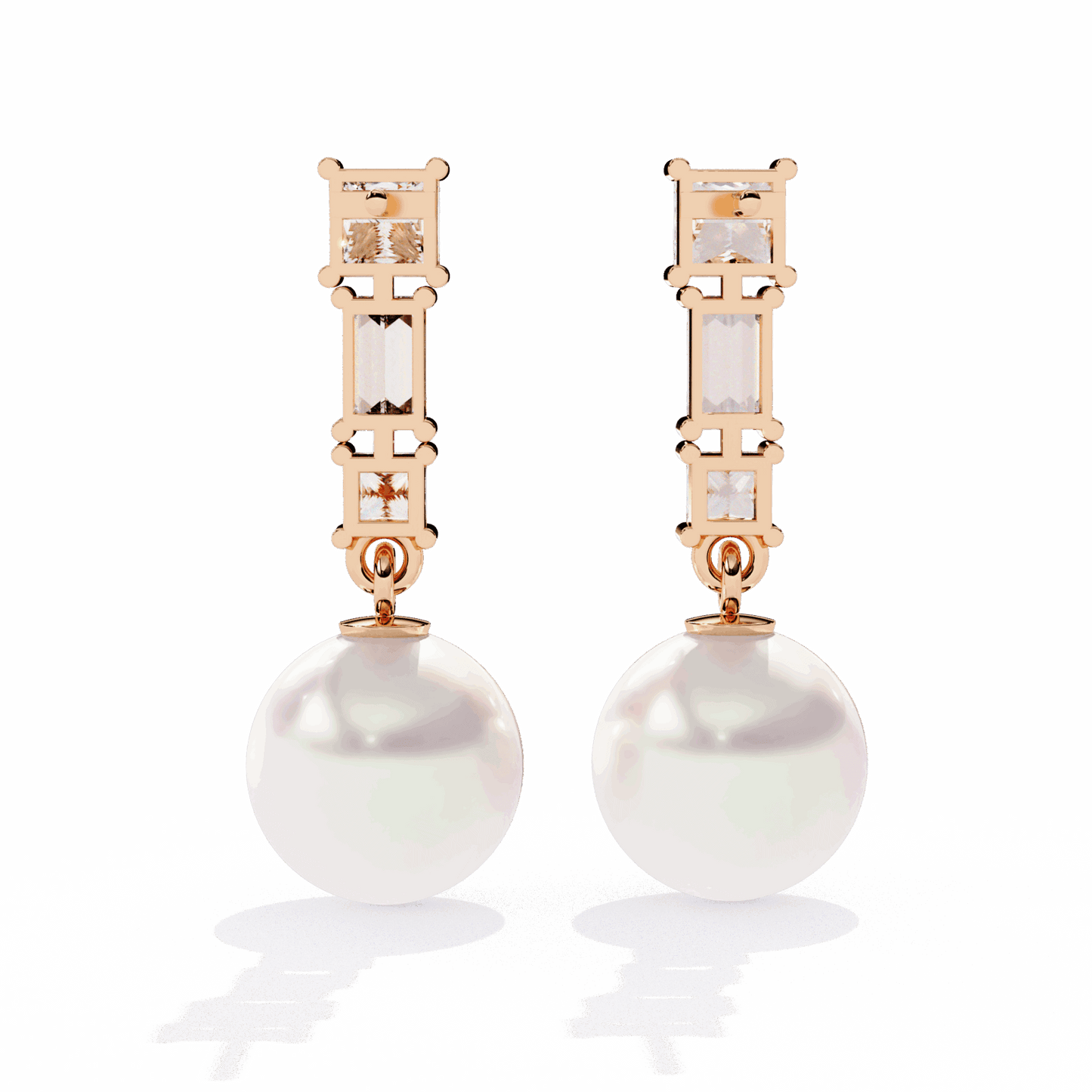 2 Carat Princess & Baguette Drop Earrings in Moissanite | House of Estara