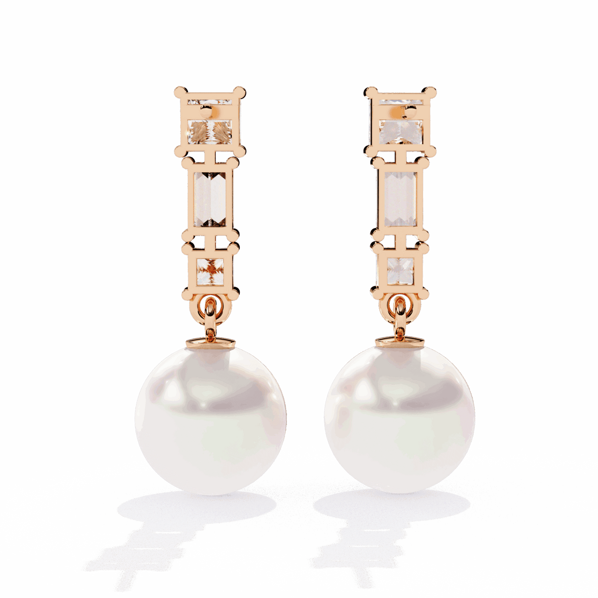 2 Carat Princess & Baguette Drop Earrings in Moissanite | House of Estara