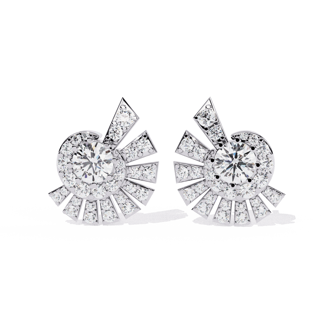1.75 Carat Round Cluster Stud Earrings in Moissanite | House of Estara